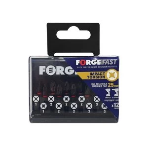 Image of ForgeFix ForgeFast Pozidriv Compatible Impact Bit Set, 12 Piece