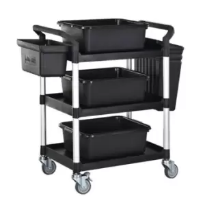 Image of Slingsby Three Tier Plastic Utility Shelf Trolley With Accessories