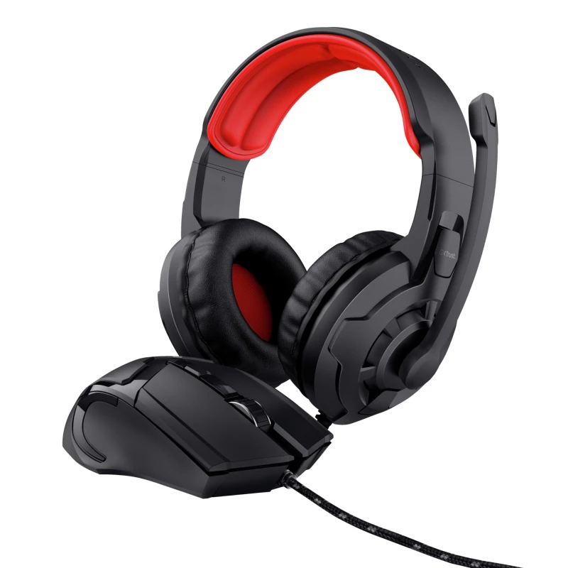 Image of Trust 24761 headphones/headset Wired Head-band Gaming Black. Red