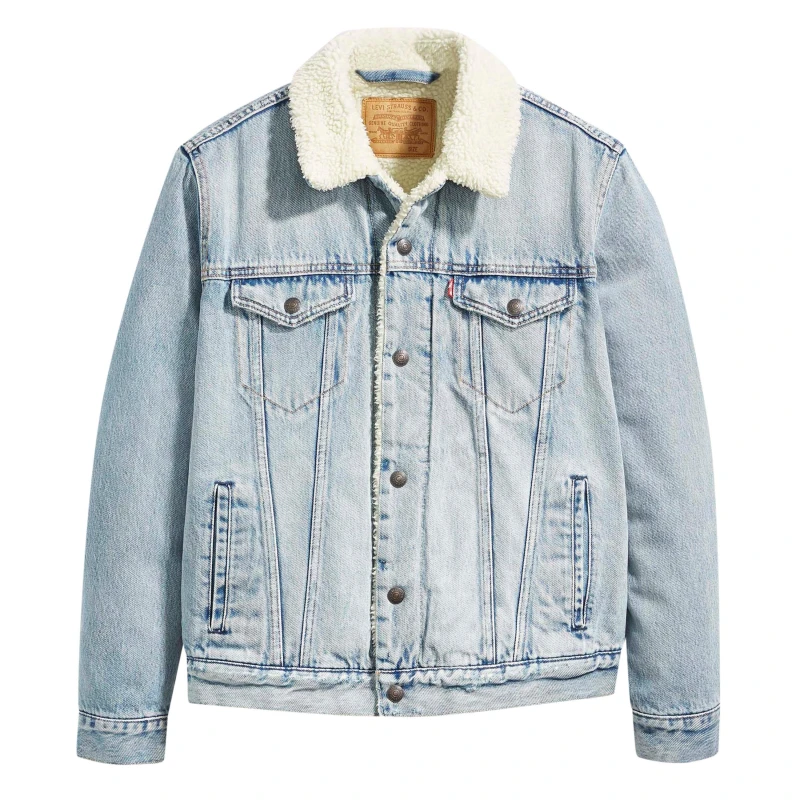 Image of Levis Mens Type 3 Sherpa Cotton Mix Long Sleeve Denim Jacket Stonebridge male XS