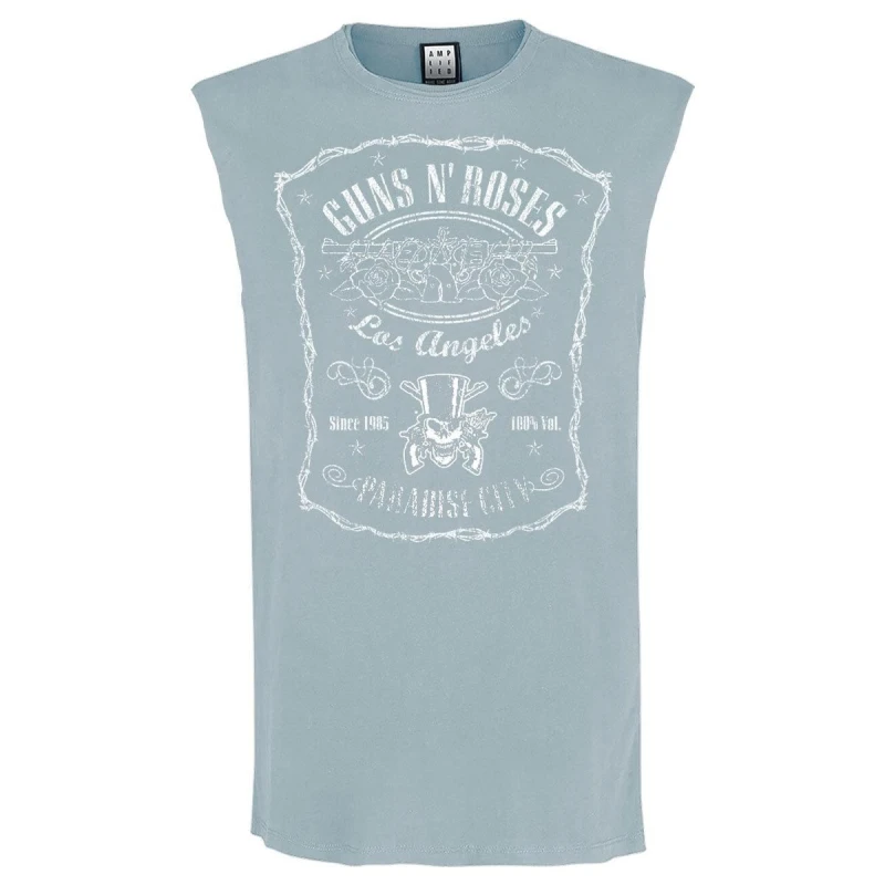 Image of Amplified Amplified Men Paradise City Guns N Roses Tank Top in Pale Blue Size: Medium Pale Blue M Male 5063527631510