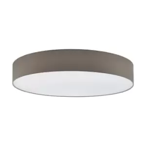 Image of Flush Ceiling Light Colour White Shade Taupe White Fabric Bulb E27 7x25W