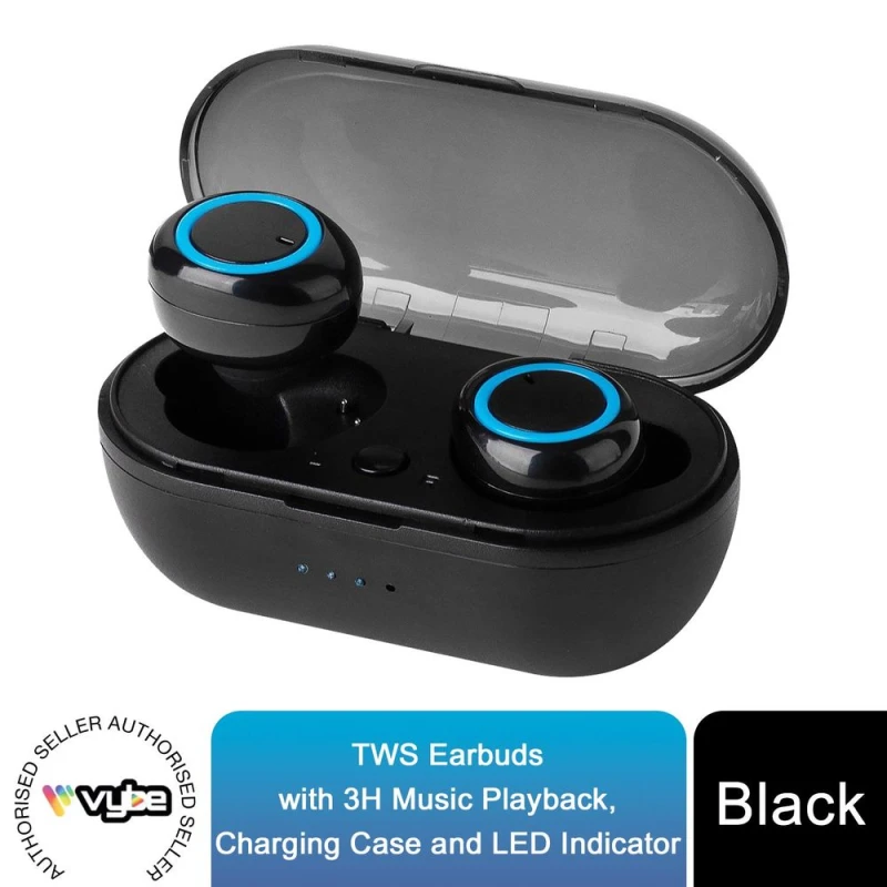 Image of Vybe Vybe TWS Earbuds - 3H Music Playback, LED Indicator - Black