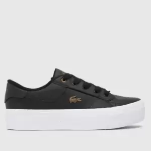 Image of Lacoste Black Ziane Platform Leather Trainers