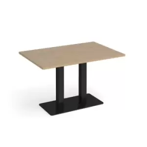 Image of Eros rectangular dining table with flat Black rectangular base and twin uprights 1200mm x 800mm - kendal oak