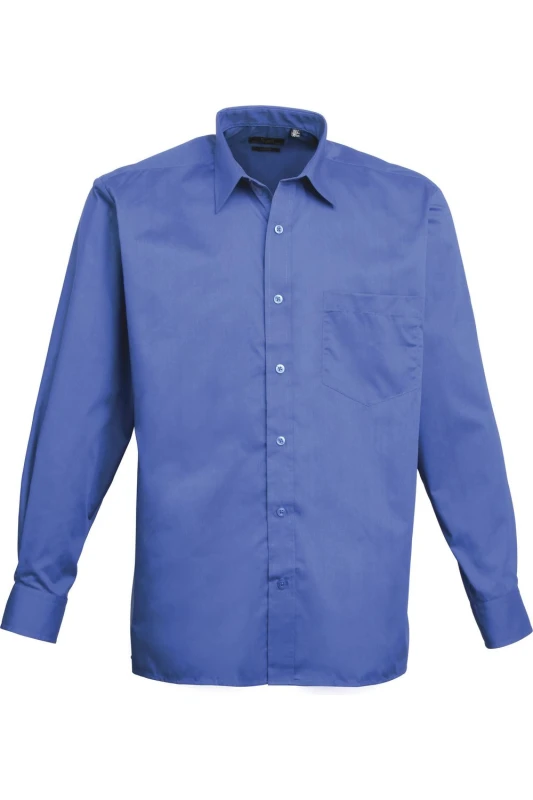 Image of Premier Premier Men Poplin Long-Sleeved Formal Shirt in Royal Royal One Size Male 5055805361349