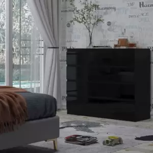 Image of Stora 8 Drawer Chest of Drawers Black Gloss Drawers - Black Gloss