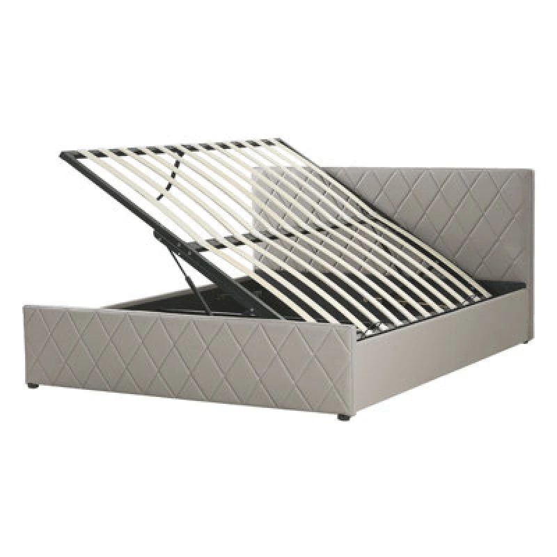 Image of Beliani Ottoman Bed Faux Leather Rochefort 140 X 200 Cm (Eu Double) Taupe