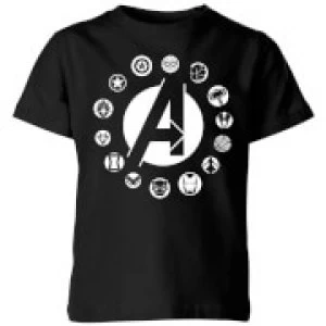 Image of Avengers Team Logo Kids T-Shirt - Black - 7-8 Years