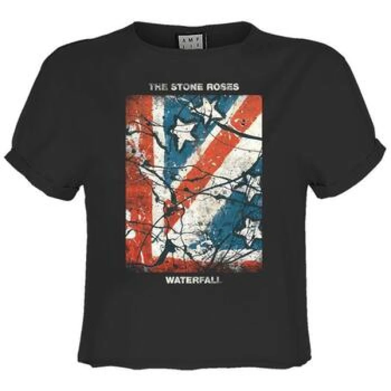 Image of Amplified Mens Waterfall The Stone Roses T-Shirt in Charcoal Size: XS Charcoal Male XS