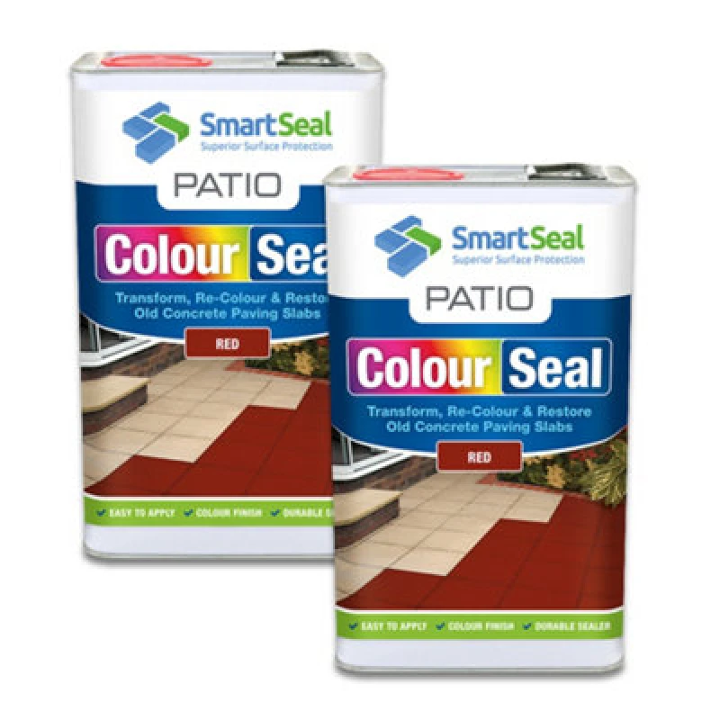 Image of Smartseal Patio Colourseal, Red, Seal And Restore Concrete Paving Slabs, Concrete Paint For Patio, Concrete Sealer, 2 X 5L