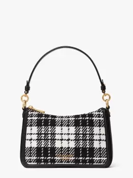 Image of Kate Spade Hudson Posh Plaid Jacquard Medium Convertible Crossbody, Black Multi, One Size