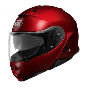 Image of (S) Shoei Neotec 2 Plain Wine Motorcycle Helmet Red
