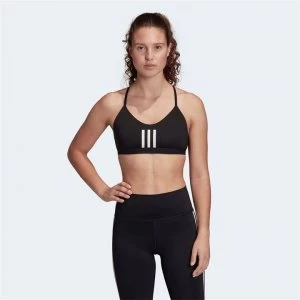 Image of adidas Womens All Me 3-Stripes Mesh Sports Bra - Black/White