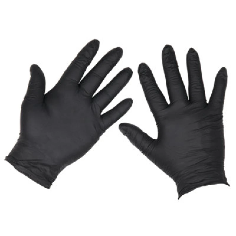 Image of Sealey Extra Thick Powder Free Disposable Nitrile Gloves SSP60L Colour: Black