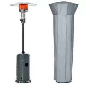 Image of Outsunny 12.5Kw Outdoor Gas Patio Heater W/ Wheels And Dust Cover Charcoal Grey