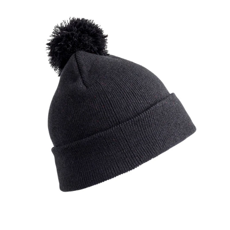 Image of Result Pom Pom Beanie in Black Unisex One Size