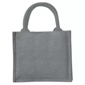 Image of Westford Mill Jute Mini Gift Bag (6 Litres) (Pack Of 2) (One Size) (Graphite Grey/Graphite Grey)