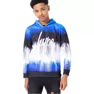 Image of Hype Blue Black Drip Print Hoodie - Blue