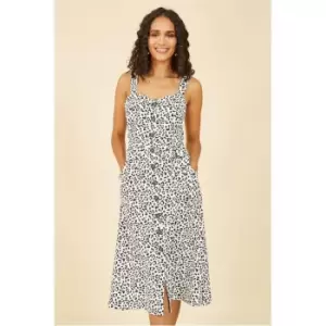 Image of Yumi White Animal Print Button Up Sundress - White