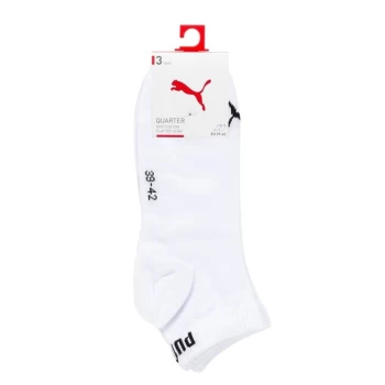 Image of Puma 3 Pack Quarter Plain Socks - White