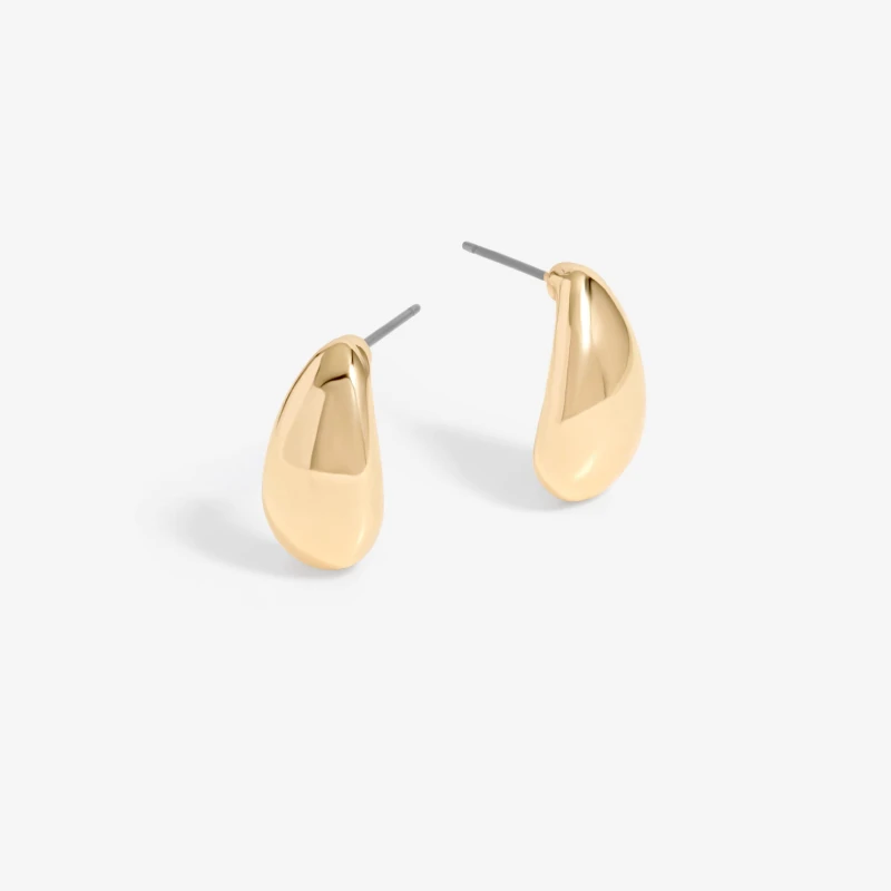 Image of Inicio Gold Plated Polished Teardrop Earrings - Gift Pouch Gold