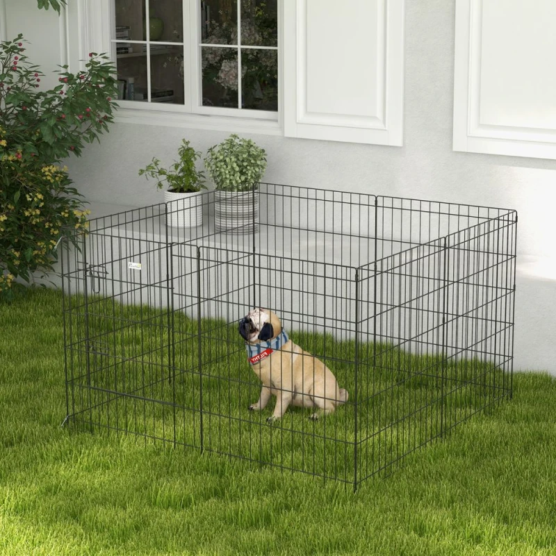 Image of PawHut 8 Panel diy Dog Pen with Door for Indoor/Outdoor Use 76L x 61Wcm - Pawhut 5056725532888