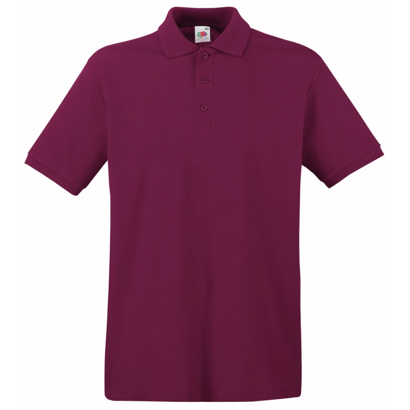 Image of Fruit Of The Loom Fruit of the Loom Men Premium Short Sleeve Polo Shirt in Burgundy Size: Small Burgundy S Male 5055747695663