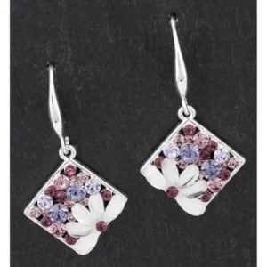 Image of Boho Chic Silver Plated Floral Diamond Shape Earrings