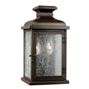Image of 2 Light Outdoor Small Wall Lantern Light Dark Copper IP44, E14