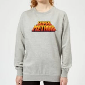 Image of Nintendo Super Metroid Retro Logo Colour Womens Sweatshirt - Grey - S