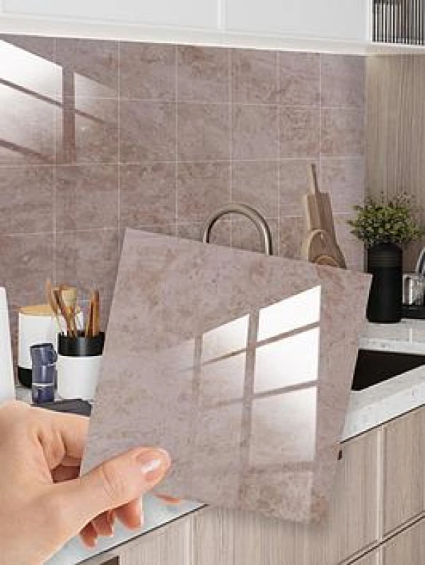 Image of Walplus Topaz Brown Marble Stone Tile Sticker 6 X 6" / 15.24 X 15.24Cm - 24Pcs In A Pack One Colour WSHZ4 Unisex