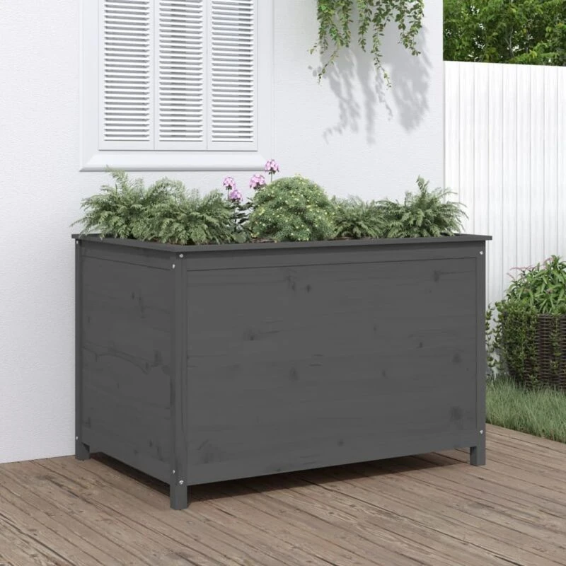 Image of vidaXL Garden Raised Bed Grey 119.5x82.5x78cm Solid Pine, Grey 825312