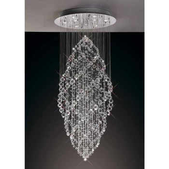 Image of Colorado oval pendant light 9 bulbs polished chrome / crystal