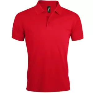 Image of SOLs Mens Prime Pique Plain Short Sleeve Polo Shirt (S) (Red)