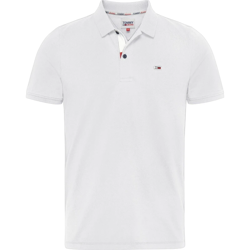 Image of Tommy Jeans Mens Slim Short-Sleeve Polo Shirt White male L