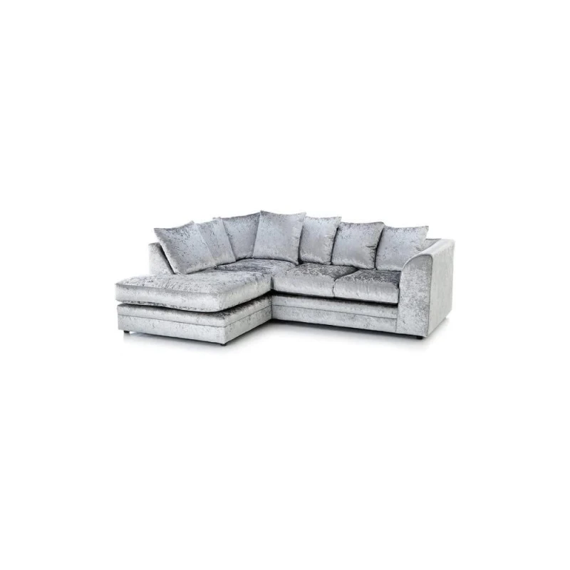 Image of LUXURY LIFE Dylan Crushed Velvet Fabric Left Hand Facing Corner Sofa Silver