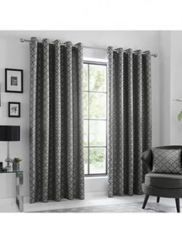 Image of Curtina Oriental Squares Eyelet Curtains 66X72