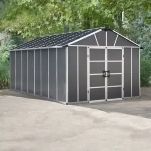 Image of Palram - Canopia Yukon With Wpc Floor 11X17.2 Apex Dark Grey Plastic Shed With Floor