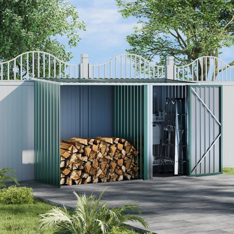 Image of Breeins Outdoor 8x3fts Firwood Log Shed Green Green L