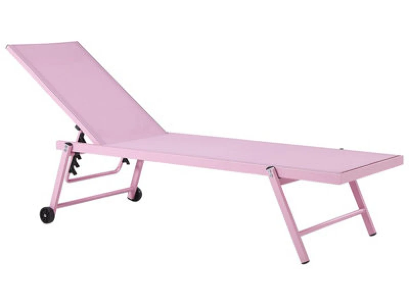 Image of Beliani Sun Lounger Portofino Reclining Metal Pink