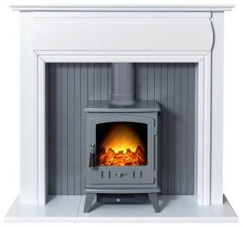 Image of Adam Florence Electric Stove Fire Suite - White and Grey