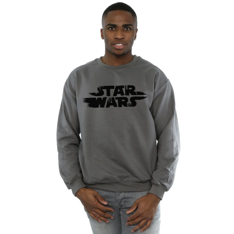 Image of Star Wars Star Wars Men Rough Logo Sweatshirt in Charcoal Size: Small Charcoal S Male 5059400843545