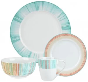 Image of Portmeirion 12 Piece Dinner Set Coral Stripe.