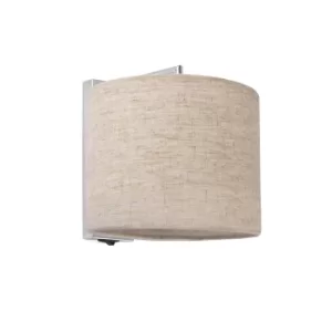 Image of Sahara 1 Light Indoor Wall Light Chrome, with Beige Shade, E27