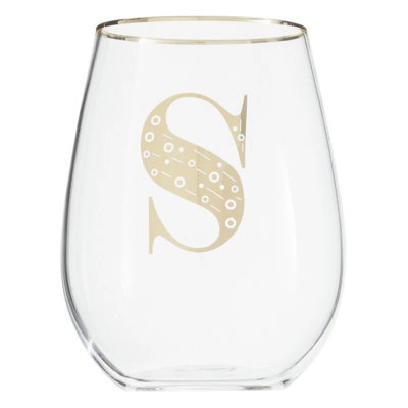 Image of Premier Housewares Claro Letter S Stemless Wine Glass Clear