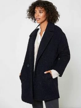 Image of Mint Velvet Double Breasted Textured Coat - Navy