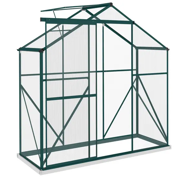 Image of Outsunny 6x2.5ft Polycarbonate/Aluminium Greenhouse - Green
