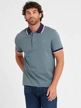 Image of Lacoste Tipped Collar Polo Shirt - Blue Size L, Men