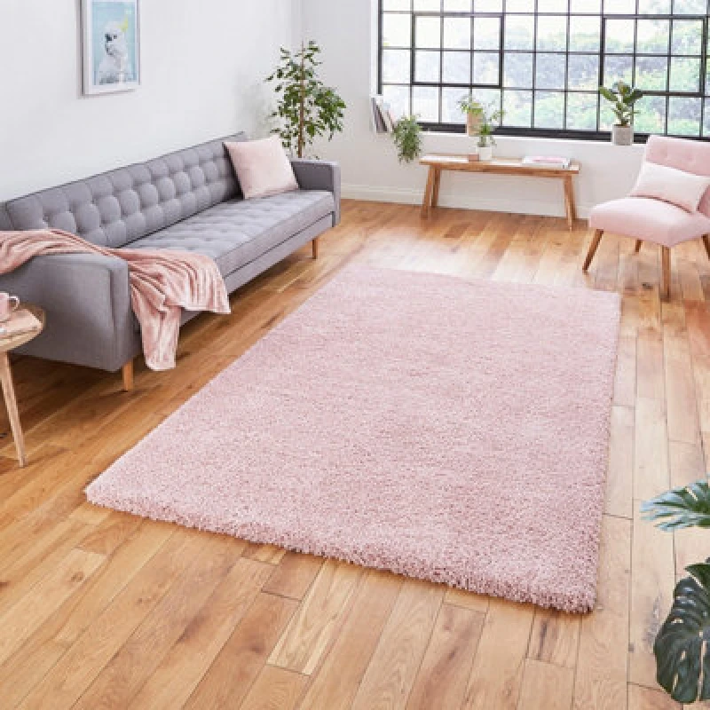 Image of (80x150cm) Sierra 9000 Shaggy Rugs in Pink High Dense Soft Polypropylene Mats